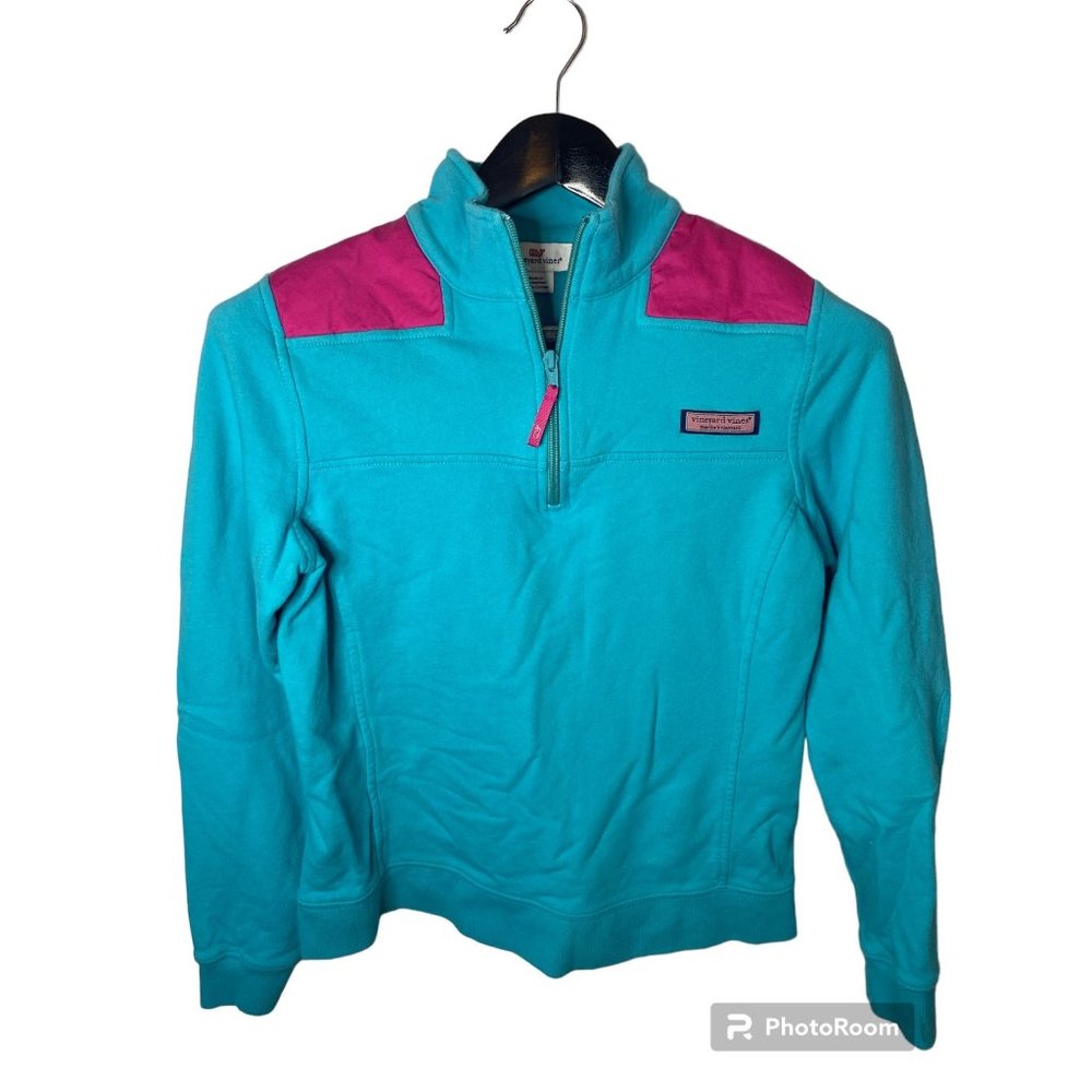 Vineyard Vines Women's 1/4 Zip Shep Shirt size Small Teal Pink
